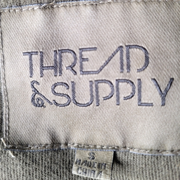 Thread & Supply Olive Moto Jacket Size Small Comfortable Knit Full-Zip Lined - Picture 4 of 4